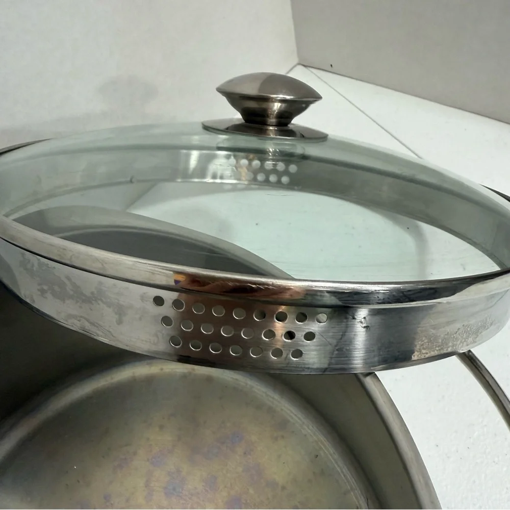 WearEver 5.5 Quart Stainless Steel Stock‎ Pot with Glass Lid Double Pour Spouts